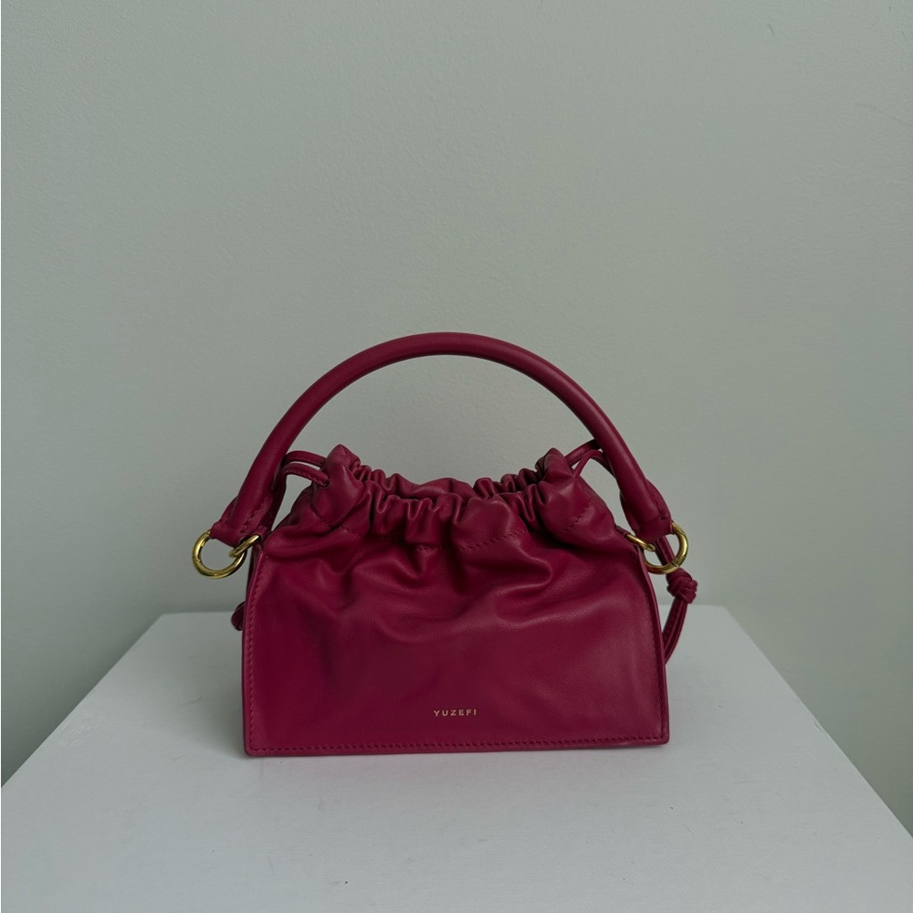 YUZEFI Pink Leather Mini Bom Bag